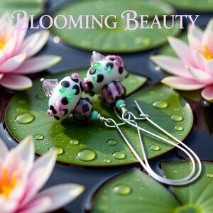 Floral Vibes! Alluring Handmade Murano Glass Dangle Earrings